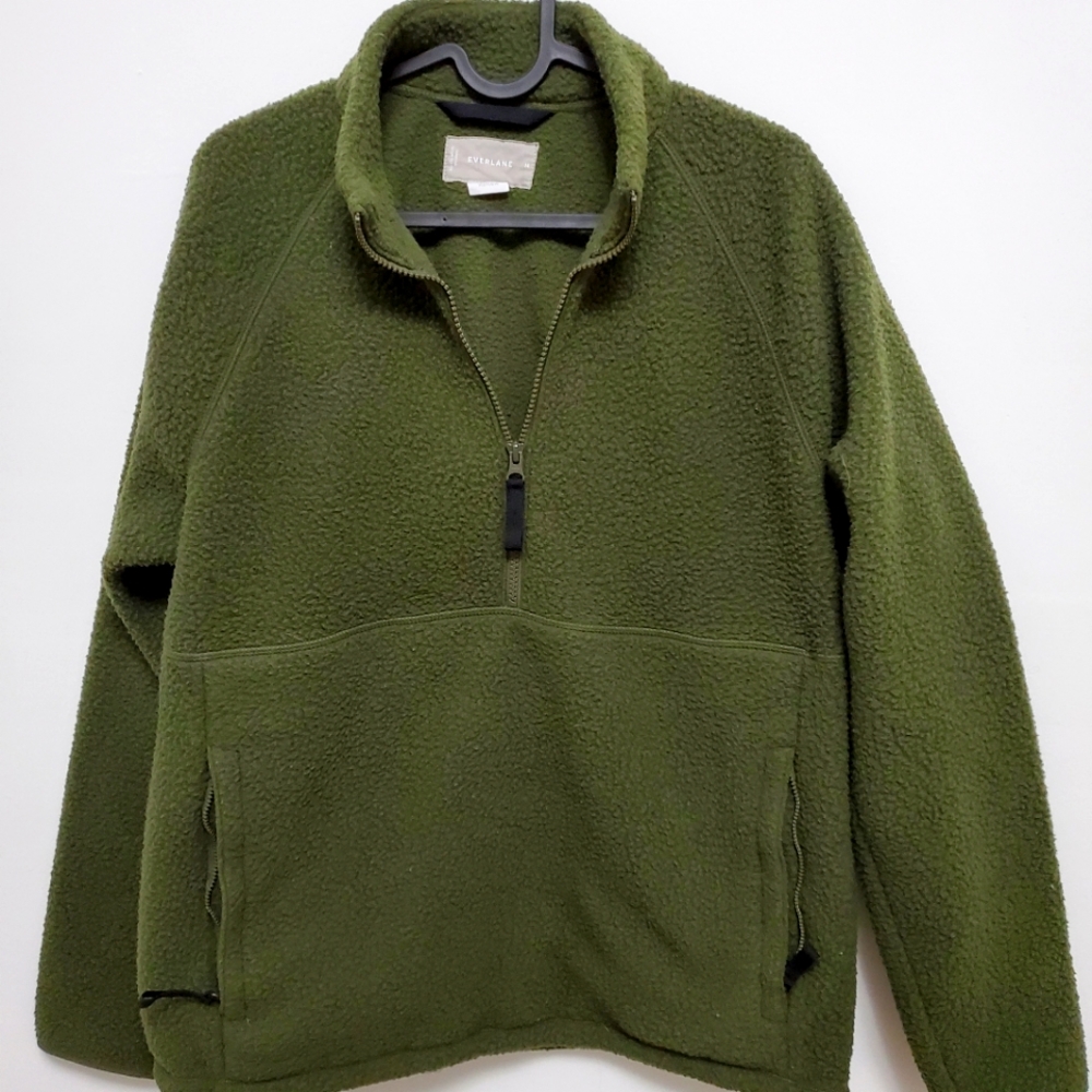 Everlane ReNew Fleece Pullover Forest